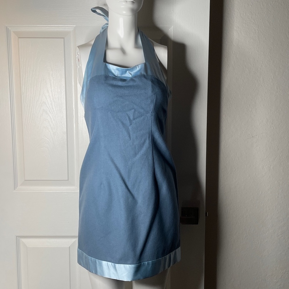 Cynthia Rowley Halter Wool & Silk Mini Dress Y2K